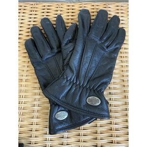Harley Davidson Mens Medium Leather Black Riding Gloves